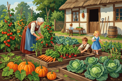 Dörflicher Garten mit Gemüse