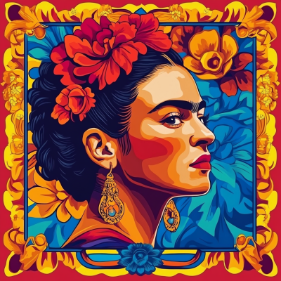 Frida Kahlo Porträt im Stil von Alphonse Mucha – FR24-022