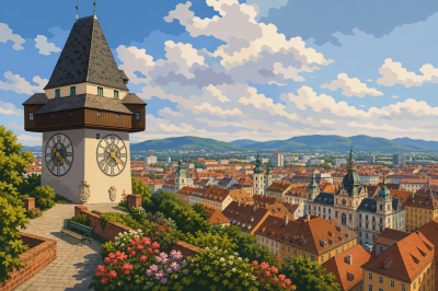 Panorama des Grazer Uhrturms