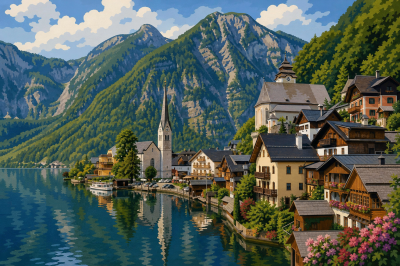 Hallstatt, ein Dorf am Seeufer
