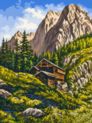 Berghütte in der Wildnis