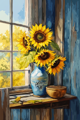 Sonnenblumen im Stickrahmen