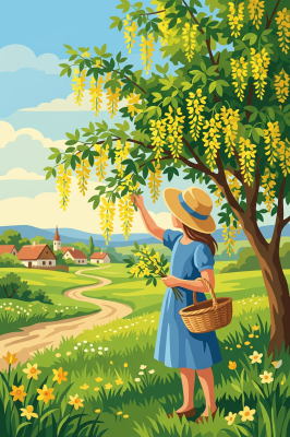 Sommerlandschaft mit Blumen