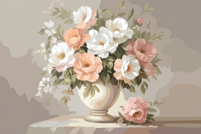 Pastell Blumenstillleben in einer Vase