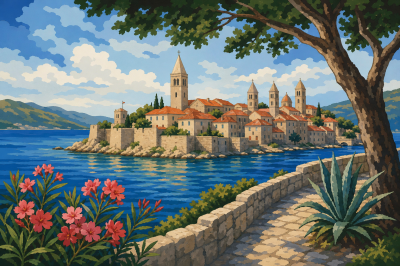 Die Stadt Rab an der Adria