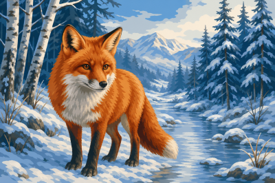 Fuchs im verschneiten Wald