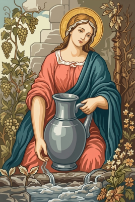 Heilige Figur mit Krug