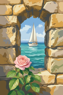 Seelandschaft mit Rose