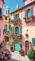 Bunte mediterrane Straße
