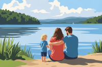 Familienatmosphäre am Seeufer