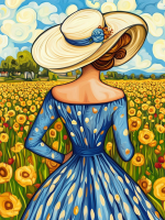 Dame auf der Blumenwiese