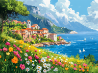 Mediterranes Landschaftsbild mit Blumen – 25-444