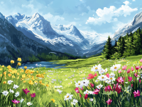 Frühling Landschaft in den Bergen