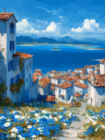 Griechische Stadtansicht auf Gobelin-Canvas