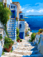 Griechisches Landschaftsbild mit Gobelin-Design – 25-686