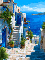 Griechisches Landschaftsbild mit Gobelin-Design – 25-688