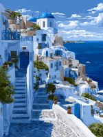 Griechische blau-weiße Häuser