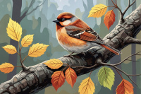 Vogel auf dem Herbstzweig