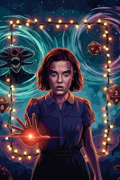 Stranger Things - Eleven-Porträt auf Gobelin-Needlepointtechnik