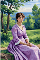 Moderene Lilla Kleid tragende Frau