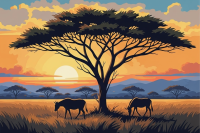 Sonnenuntergang in der Steppe