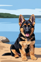 Hundeporträt – Deutscher Schäferhund-Welpe am See – 25-912