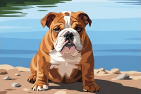 Englischer Bulldog am See – 25-952