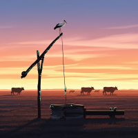 Springbrunnen mit Storch