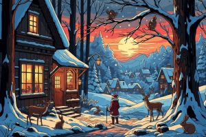 Winterlandschaft mit Nikolaus-Design