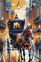 Straßenszene aus Paris mit Pferd
