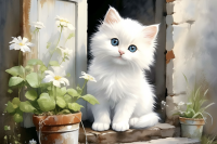 Katze mit Blumenmuster