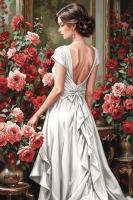 Frau im weißen Kleid mit Rosen – BG26-0185