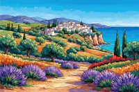 Mediterrane Landschaft mit Lavendelfeld