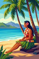 Hawaii-Mädchen am Strand