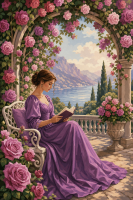 Lesende Dame im Rosenbogen