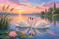 Romantisches Bild vom Schwanensee