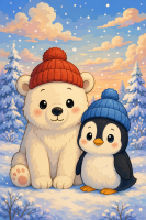 Eisbär und Pinguin
