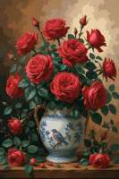 Rote Rosen in einer Porzellanvase