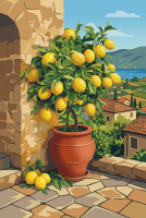 Zitronenbaum auf einer mediterranen Terrasse