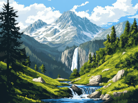 Wasserfall am Fuß des Berges – DL24-019
