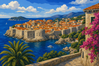 Panorama des Strandes von Dubrovnik