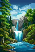 Bergwasserfall im Wald