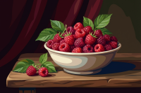 Stillleben mit Himbeeren in einer Schale