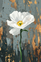 Moderne weiße Blume auf goldenem Hintergrund