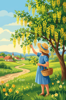 Sommerlandschaft mit Blumen