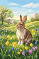 Hase auf einer Blumenwiese