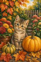 Herbstliches Kätzchen im Garten
