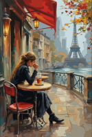 Pariser Café in herbstlicher Stimmung