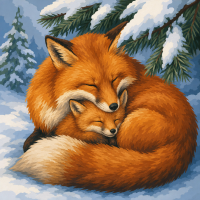 Fuchsfamilie im Schnee