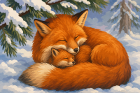 Fuchsfamilie im Schnee